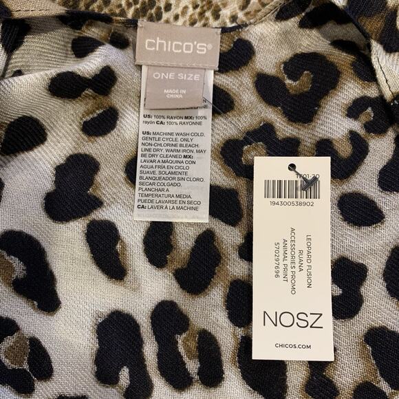 Chico's Wrap NWT Women's Size One Size Leopard Fusion Ruana Poncho Animal Print - Picture 4 of 6
